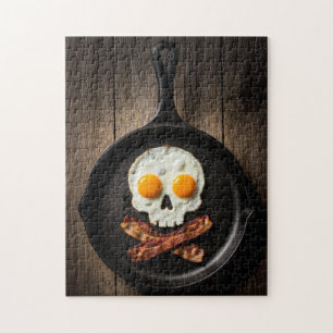 Schedelontbijt – Donkere voedselhumor kunst Legpuzzel