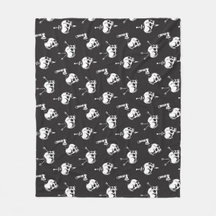 Schedelpatroon met wapens: donkere achtergrond. fleece deken
