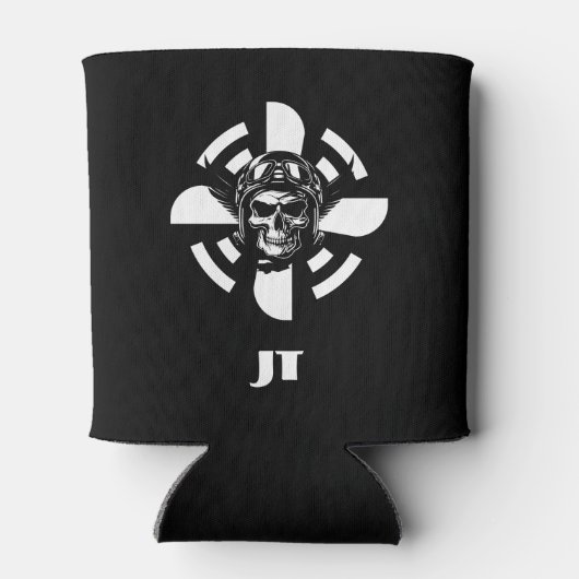 Schedelpiloot & Vliegtuigpropeller, minimalistisch Blikjeskoeler (Achterkant)