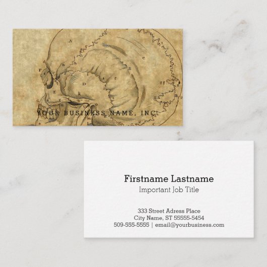  schedelprofielgravering met letters visitekaartje (Voorkant / Achterkant)