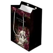 Schedelrozen Bordeaux Zwarte Grunge Persoonlijk Medium Cadeauzakje (Voorkant Gekanteld)
