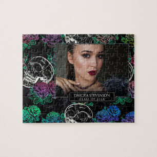 Schedels en donkere Rozen Funky Afstuderen Foto Legpuzzel