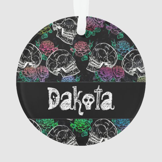 Schedels en donkere Rozen | Funky Glam Ombre Custo Ornament (achterkant)