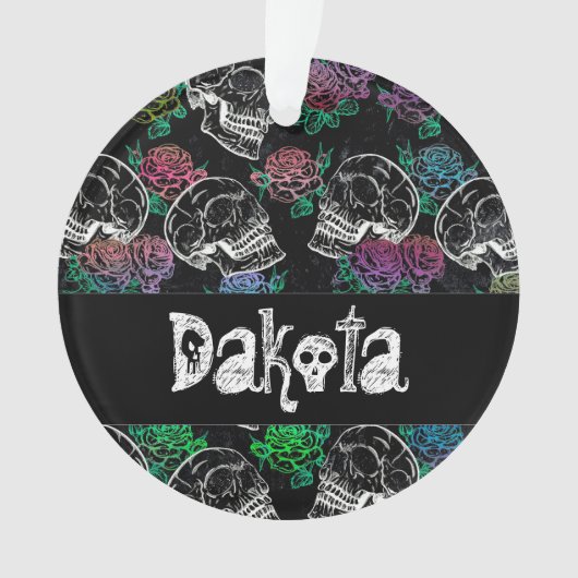 Schedels en donkere Rozen | Funky Glam Ombre Custo Ornament (voorkant)