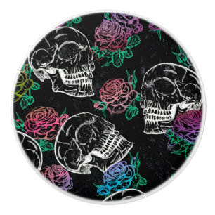 Schedels en donkere Rozen Funky Glam Ombre Grung Keramische Knop