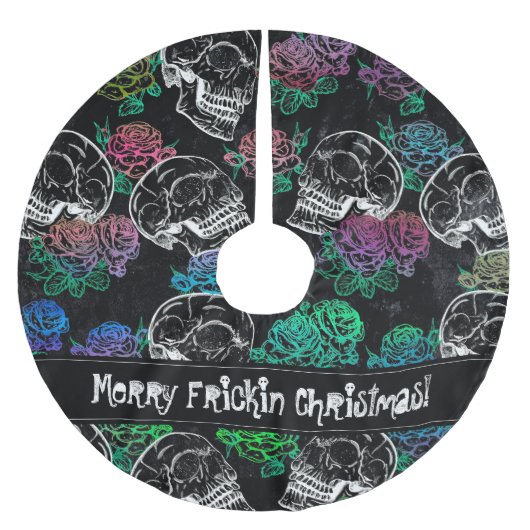 Schedels en donkere Rozen | Funky Glam Ombre Grung Kerstboom Rok (Voorkant)