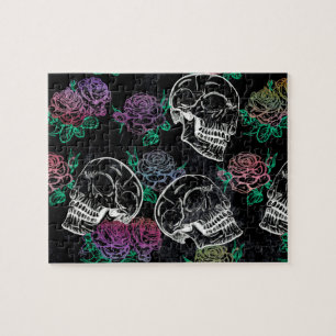 Schedels en donkere Rozen Funky Glam Ombre Grung Legpuzzel