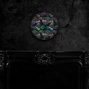 Schedels en donkere Rozen Funky Glam Ombre Grung Ronde Klok