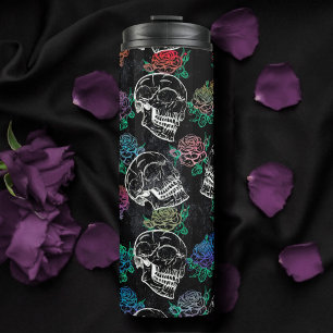 Schedels en donkere Rozen   Funky Glam Ombre Grung Thermosbeker