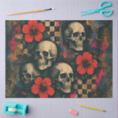 Schedels en Hibiscus Collage Decoupage Papier (Craft)