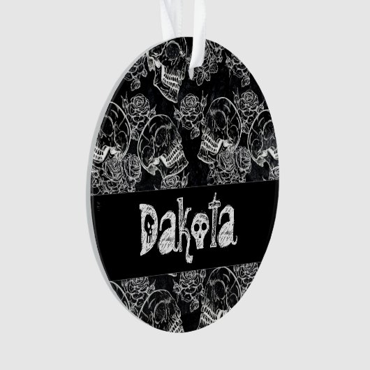 Schedels en krijt Rozen | Gotische Glam Funky Cust Ornament (voorkant)
