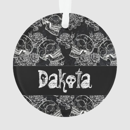 Schedels en krijt Rozen | Gotische Glam Funky Cust Ornament (achterkant)