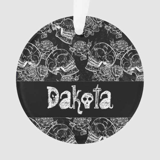 Schedels en krijt Rozen | Gotische Glam Funky Cust Ornament (voorkant)