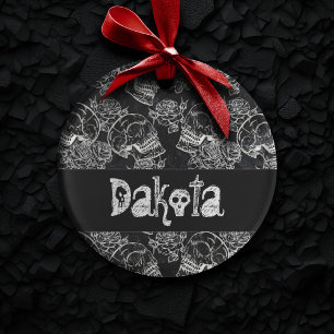 Schedels en krijt Rozen Gotische Glam Funky Cust Ornament