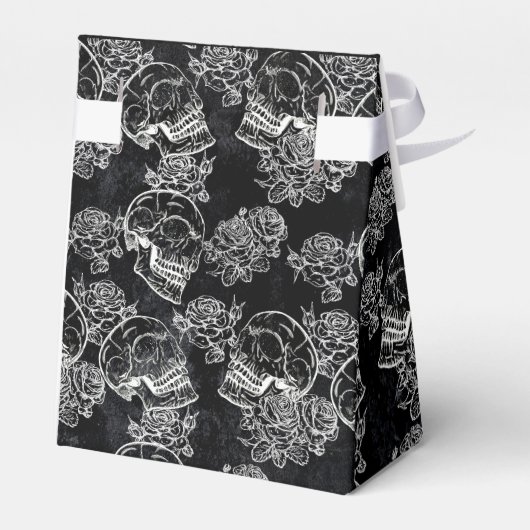 Schedels en krijt Rozen | Gotische Glam Funky Grun Bedankdoosjes (Achterkant)