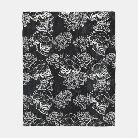 Schedels en krijt Rozen | Gotische Glam Funky Grun Fleece Deken (Voorkant)