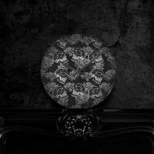 Schedels en krijt Rozen Gotische Glam Funky Grun Ronde Klok