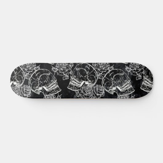 Schedels en krijt Rozen | Gotische Glam Funky Grun Skateboard (Horizontaal)