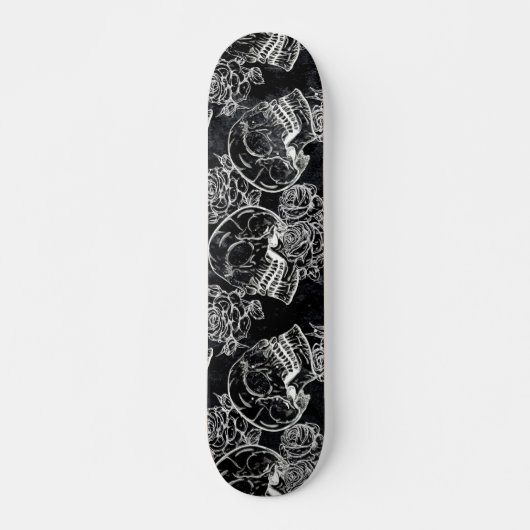 Schedels en krijt Rozen | Gotische Glam Funky Grun Skateboard (Voorkant)