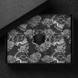 Schedels en krijt Rozen Gotische Glam Funky Grun Tissuepapier