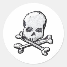 Schedels en kruisende Botten Ronde Sticker