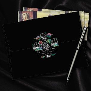 Schedels en Ombre Rozen Gotische Glam Dank Je Ronde Sticker