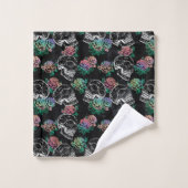 Schedels en Ombre Rozen | Gotische Glam Pastel Gru Bad Handdoek (Wasdoekje)