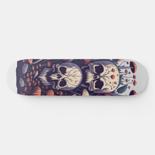 Schedels en paddenstoelen skateboard (Horizontaal)