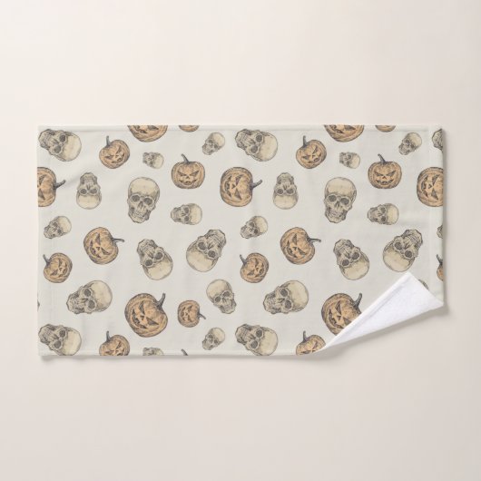 Schedels en pompoenen Halloween Patroon Bad Handdoek (Handdoek)