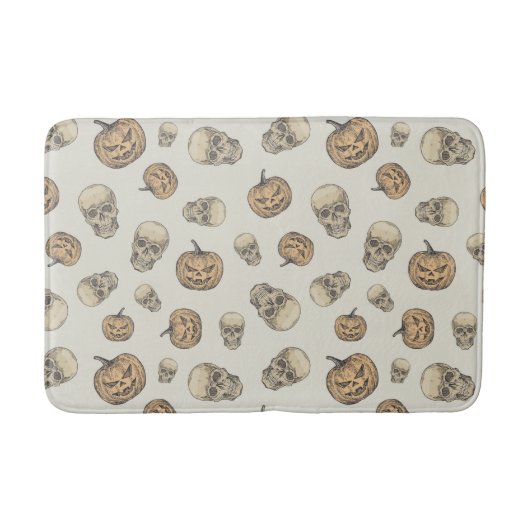 Schedels en pompoenen Halloween Patroon Badmat (Voorkant)