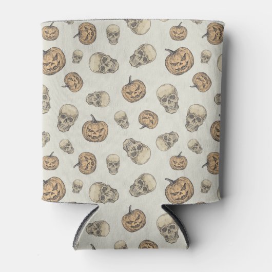 Schedels en pompoenen Halloween Patroon Blikjeskoeler (Voorkant)
