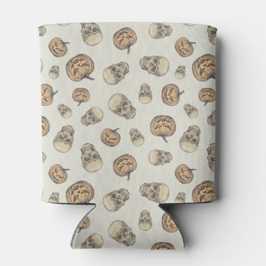 Schedels en pompoenen Halloween Patroon Blikjeskoeler (Achterkant)