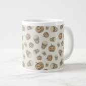 Schedels en pompoenen Halloween Patroon Extra Grote Beker (Voorkant rechts)