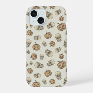 Schedels en pompoenen Halloween Patroon iPhone 15 Hoesje