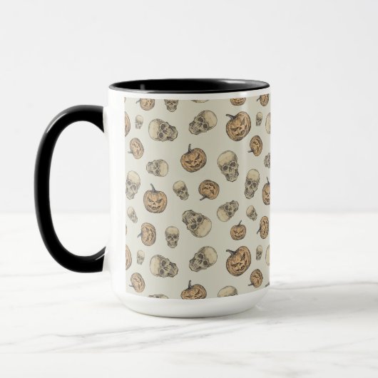 Schedels en pompoenen Halloween Patroon Mok (Links)