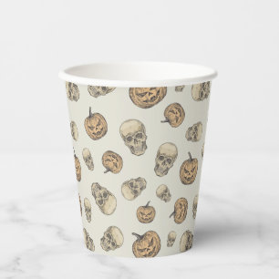 Schedels en pompoenen Halloween Patroon Papieren Bekers