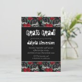 Schedels en rode rozen | Modern Glam Gothic Afstud Kaart (Staand voorkant)