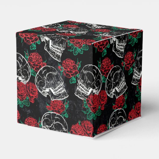 Schedels en rode rozen | Modern Gothic dank u Bedankdoosjes (Achterkant)