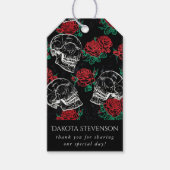 Schedels en rode rozen | Modern Gothic dank u Cadeaulabel (Voorkant)