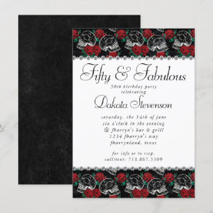 Schedels en rode rozen   Moderne Gothic 50 en Fabu Kaart