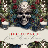 Schedels en Rozen Blauw Bloemen Gotisch Tissuepapier