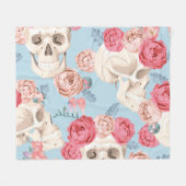 Schedels en Rozen  Patroon Fleece Deken (Voorkant (Horizontaal))
