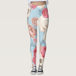 Schedels en Rozen  Patroon Leggings