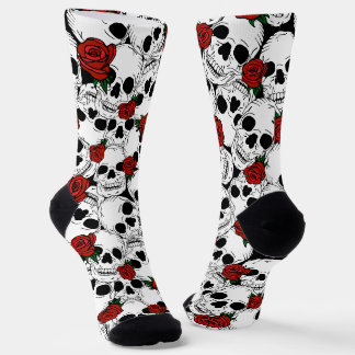Schedels en Rozen Patroon Psychobilly Sokken
