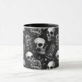 Schedels en Rozen zwart Halloween Mok (Midden)