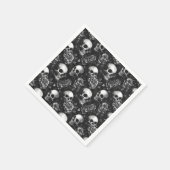 Schedels en Rozen zwart Halloween Servet (Hoek)