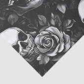 Schedels en Rozen zwart Halloween Tissuepapier (Detail)