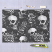 Schedels en Rozen zwart Halloween Tissuepapier (Craft)