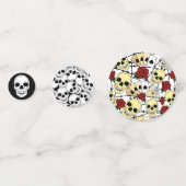 Schedels en Rozen Zwart-wit Gothic Bruiloft Confetti (Voorkanten)