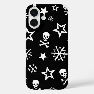 Schedels en Sneeuwvlokken iPhone 16 Hoesje